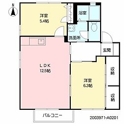エミネンス明磧 2LDKの間取図画像