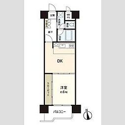 朝日プラザ東九番丁-2 1DKの間取図画像