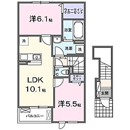 クレストコート緑台I 2LDKの間取図画像