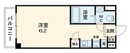 カーサ王塚台 ワンルームの間取図画像