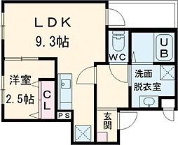 MOVEヒロホンマチノース 1LDKの間取図画像