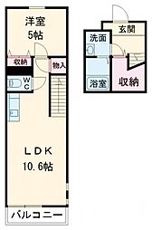 フジパレスルミナス 1LDKの間取図画像