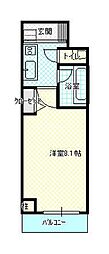 オセオ弁天 1Kの間取図画像