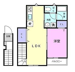 TJ杭ノ瀬II 1LDKの間取図画像