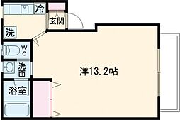 アーバン・グランデとやの 1Kの間取図画像