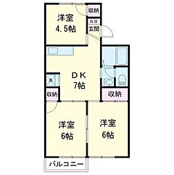 ラドンシティ鶴巻A 3DKの間取図画像