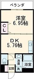 ウラックスビル 1DKの間取図画像