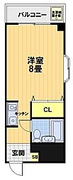 シャンブル・N 1Kの間取図画像