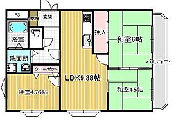 ベルレーブ本山 3LDKの間取図画像