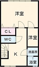 サンマリノ草野A棟 2Kの間取図画像