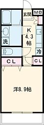 SIGNPOST矢の平 1Kの間取図画像