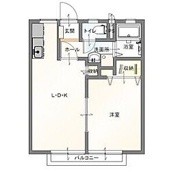 サンシティ宝木A 1LDKの間取図画像