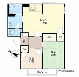 ファミール真木B 2LDKの間取図画像