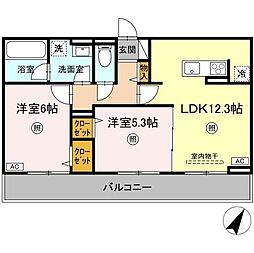 Dーresena丸山S 2LDKの間取図画像