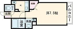 ルテラ段原 1Kの間取図画像