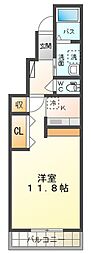 アセットユース1 1Kの間取図画像