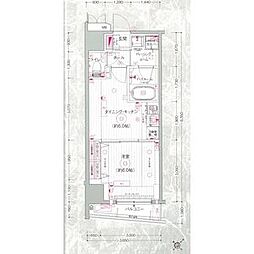 エステムプラザ市谷外濠公園 1DKの間取図画像