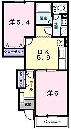 フェアリー巻 2DKの間取図画像