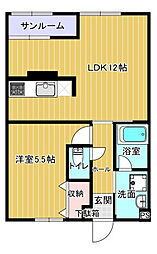 ハイツオウル 1LDKの間取図画像