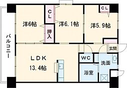 フローラ菜園場 3LDKの間取図画像