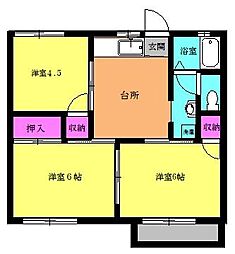 コーポかとうB 3DKの間取図画像
