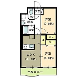 ピュアライフ坂井 2LDKの間取図画像