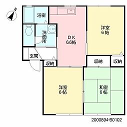 フレグランスB 2LDKの間取図画像