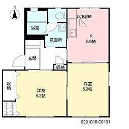 サザンクロス出水C 2Kの間取図画像