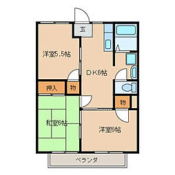 サンハイツ高野 3DKの間取図画像