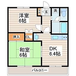 アビタシオンみずほ台 2DKの間取図画像