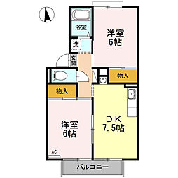 メゾン御所C 2DKの間取図画像