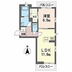 パレス白鳥 1LDKの間取図画像