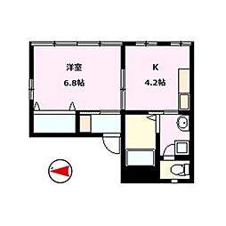 ヤマックスビル 1Kの間取図画像