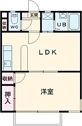 五百淵グリーンガーデンA 1LDKの間取図画像
