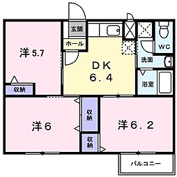 エルディム関森B 3DKの間取図画像