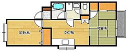 ピナクル博多南A 2DKの間取図画像