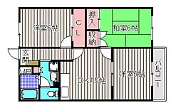 フィル・コート東羽倉崎C棟 3DKの間取図画像