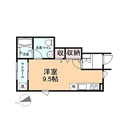 レーヴ1 ワンルームの間取図画像