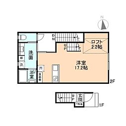 ル・アンジュ長江 B棟 ワンルームの間取図画像