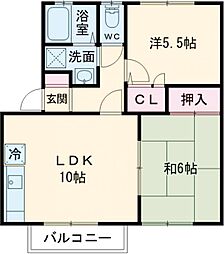フィオーレ鍋島駅前A 2LDKの間取図画像