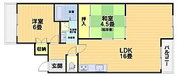 Bellavista離宮桂東 1LDKの間取図画像