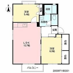 エミネンス明磧2 2LDKの間取図画像