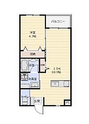 M様共同住宅 1LDKの間取図画像