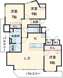 サーパス国領二丁目 3LDKの間取図画像