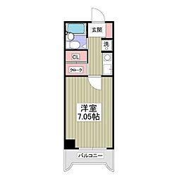クレベール久米川 1Kの間取図画像