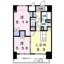 J.リヴェール高松南新町 2LDKの間取図画像