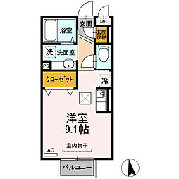 ル・パルテール ワンルームの間取図画像