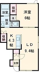 ラ・マトリス2 1LDKの間取図画像