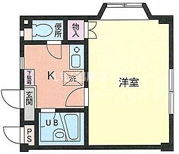 八木コーポ2 1Kの間取図画像