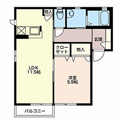 サニーコートC 1LDKの間取図画像
